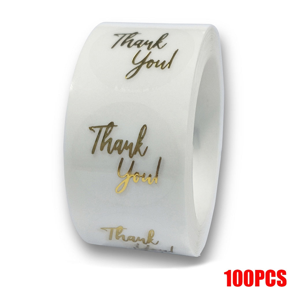 50-500pcs Labels 1inch Clear Gold Foil Thank You Stickers For Wedding Pretty Gift Cards Envelope Sealing Label Stickers