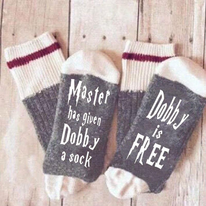 Autumn Spring Women Wine Socks Knitted Letter Cute Meia Funny Sokken Chaussette Novelty Winter Warm Home Sport Hipster Dropship