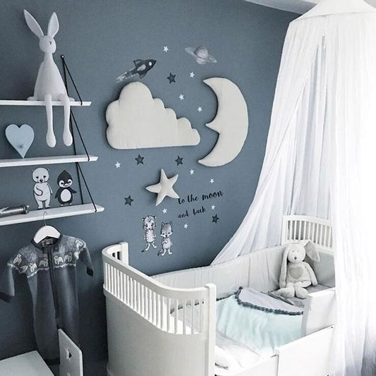 3pcs/set Moon Star Wall Decor INS Nordic Style Cotton Cloud Ornaments Kids Room Decorations Wall Stickers photography props