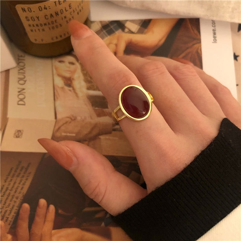 Vintage Personality Europe And American Emerald Ring For Women Design Sense Of Senior Sense Ring Fashion Jewelry wholesale gift