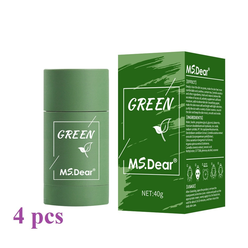 Dropshipping Green Tea Cleansing Solid Mask Purifying Clay Stick Mask Skin Care Anti Acne Remove Blackhead Mud Mask Dropship