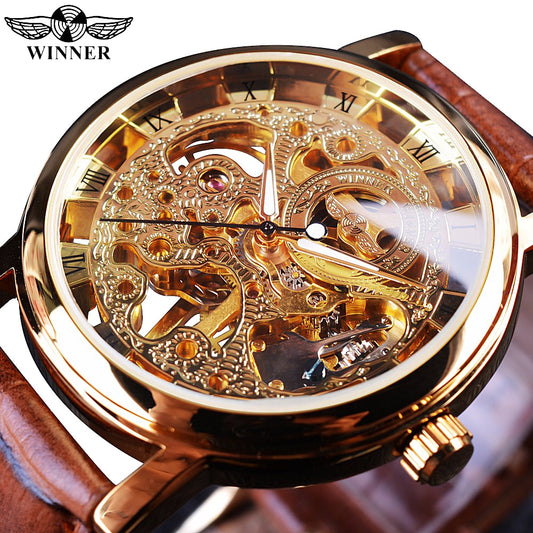 Transparent Golden Case Luxury Men's Watch