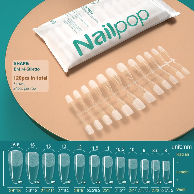 NAILPOP 120pcs False Nails Acrylic Press on Nails Coffin Artificial Nails Clear Fake Nail Tips for Extension Manicure Tool