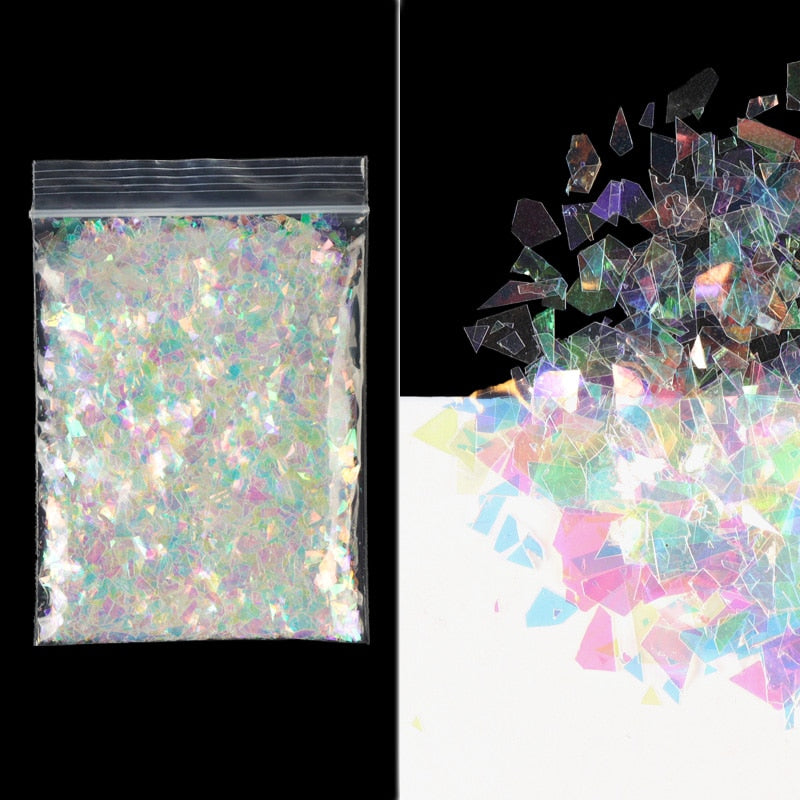 Holographic AB Nail Glitter Flake Sparkly Sequins Irregular Paillette DIY Gel Polish Manicure Nail Art Decorations Accessories