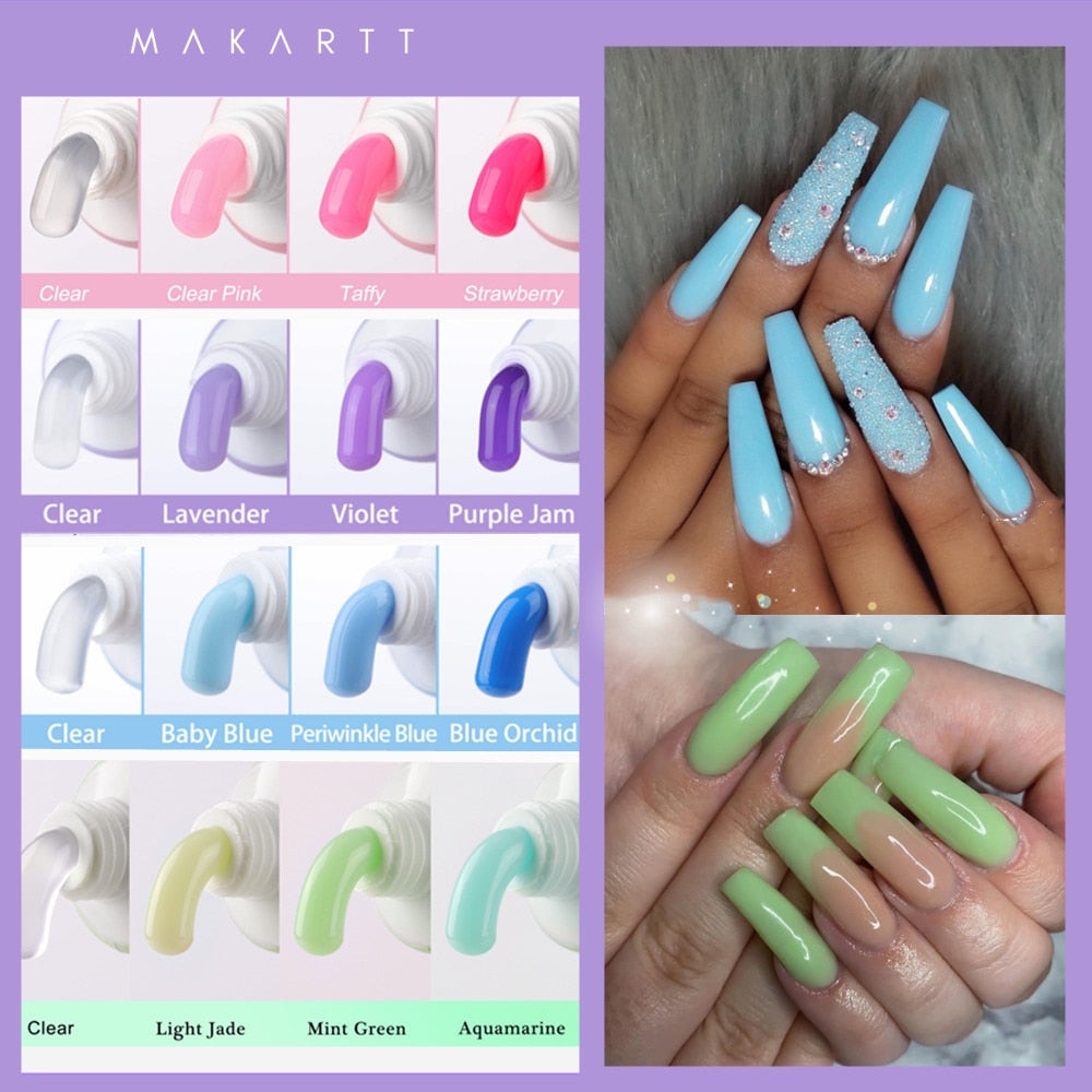 Makartt Poly Nail Extension Gel Kit 15ML Nail Gel with Slip Solution All In One Kit Nail Art for Nail Manicure Beginner Starter