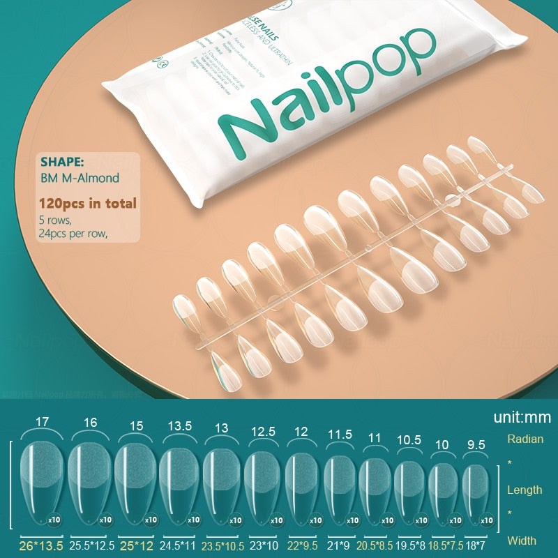 NAILPOP 120pcs False Nails Acrylic Press on Nails Coffin Artificial Nails Clear Fake Nail Tips for Extension Manicure Tool