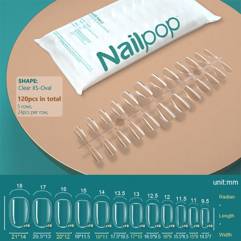 NAILPOP 120pcs False Nails Acrylic Press on Nails Coffin Artificial Nails Clear Fake Nail Tips for Extension Manicure Tool