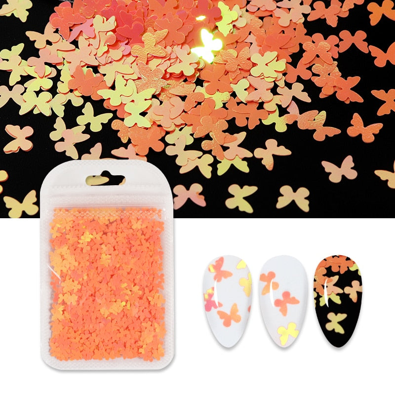 Holographic Red Butterfly Nail Art Glitter Sequins Decoration 3D Laser Sheet Manicure Charms Parts For Nail Design Accessories