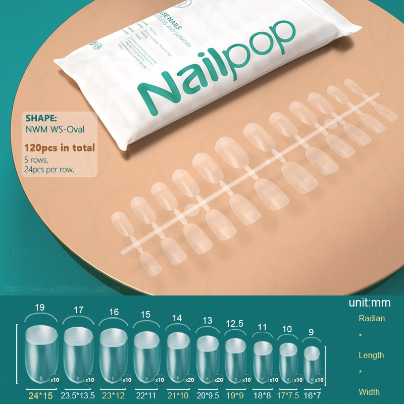 NAILPOP 120pcs False Nails Acrylic Press on Nails Coffin Artificial Nails Clear Fake Nail Tips for Extension Manicure Tool