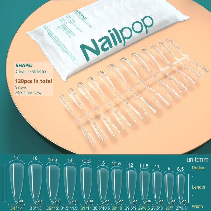 NAILPOP 120pcs False Nails Acrylic Press on Nails Coffin Artificial Nails Clear Fake Nail Tips for Extension Manicure Tool