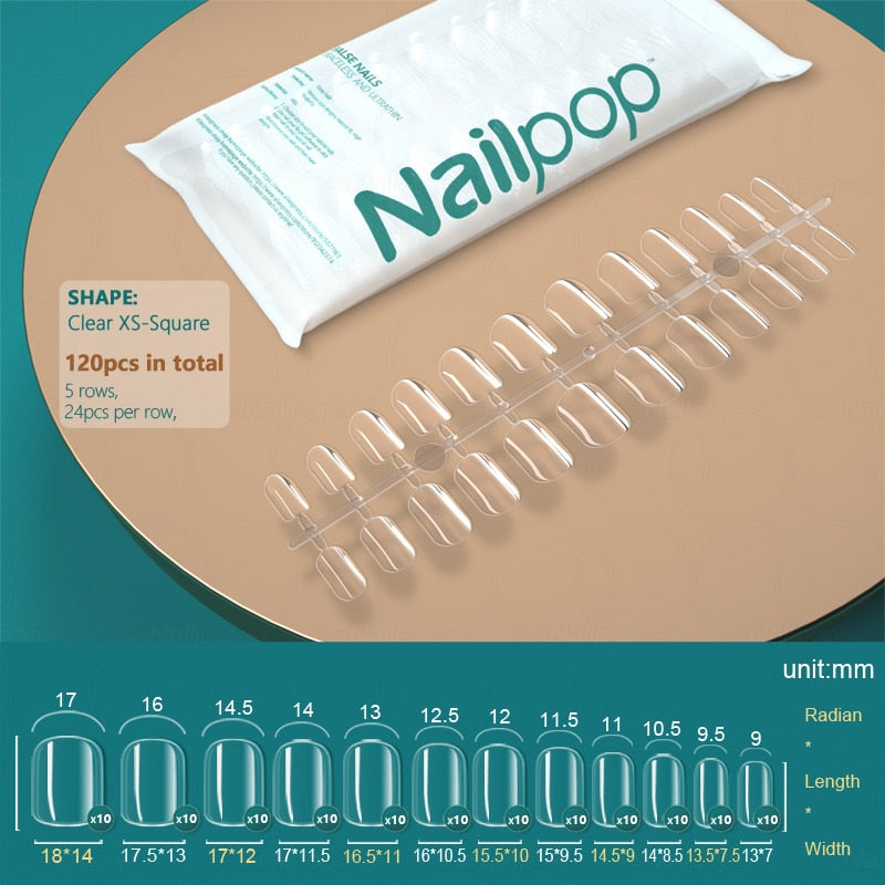 NAILPOP 120pcs False Nails Acrylic Press on Nails Coffin Artificial Nails Clear Fake Nail Tips for Extension Manicure Tool