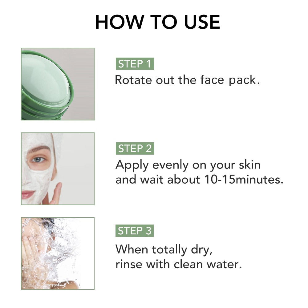 Dropshipping Green Tea Cleansing Solid Mask Purifying Clay Stick Mask Skin Care Anti Acne Remove Blackhead Mud Mask Dropship