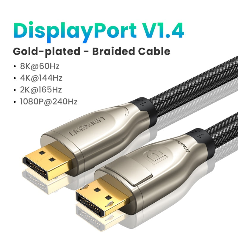 UGREEN Displayport Cable 8K DP1.4 4K144Hz Video Audio Cable for Xiaomi TV Box PC Laptop Monitor Video Game DP Cable Display Port