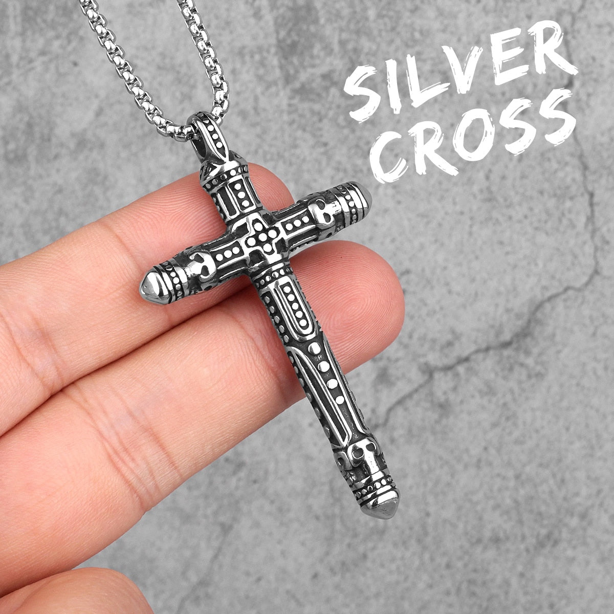 Stainless Steel Black Silver Color Cross Men Necklaces Pendants Chain Punk for Boyfriend Male Jewelry Creativity Gift Wholesale