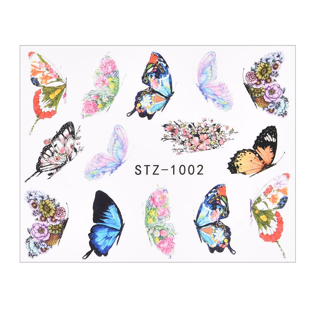 1Pcs Water Nail Decal and Sticker Flower Leaf Tree Green Simple Summer DIY Slider for Manicure Nail Art Watermark Manicure Decor