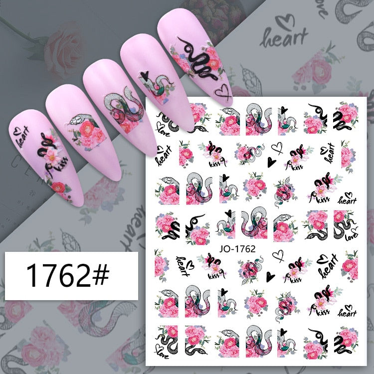 1PC Heart Love Design 3D Nail Sticker English Letter stickers Face Pattern Trasnfer Sliders Valentine&#39;s Day Nail Art Decoration