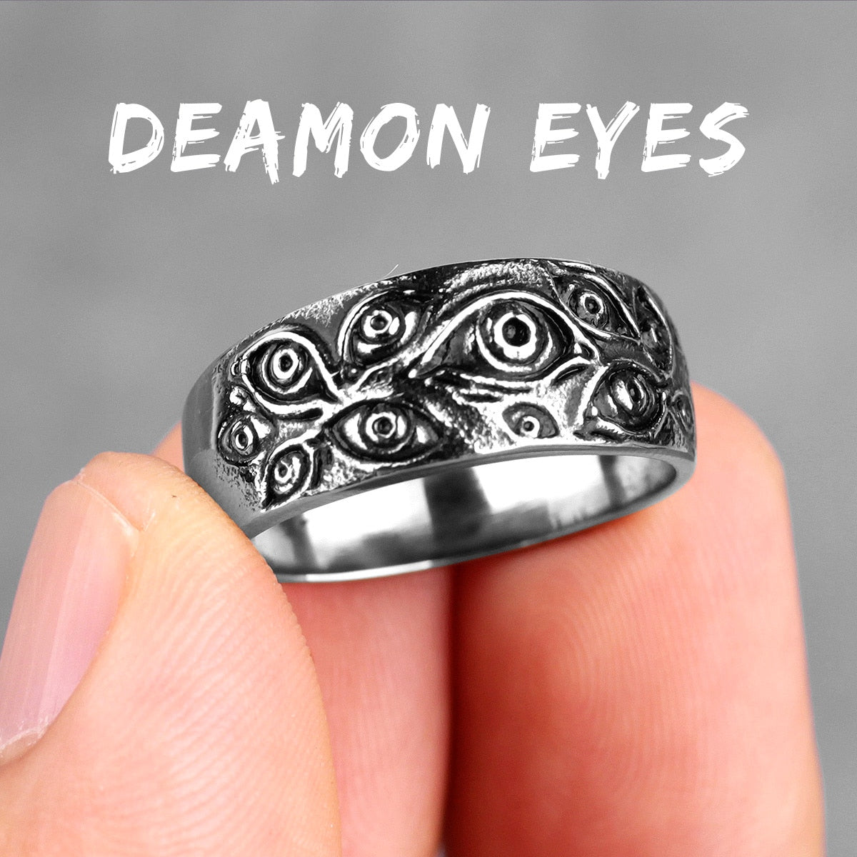 Stainless Steel Man Men Rings Punk Rock Hip Hop Demon Devil's Eyes Unique Personality for Biker Male Boy Fashion Jewelry Gift