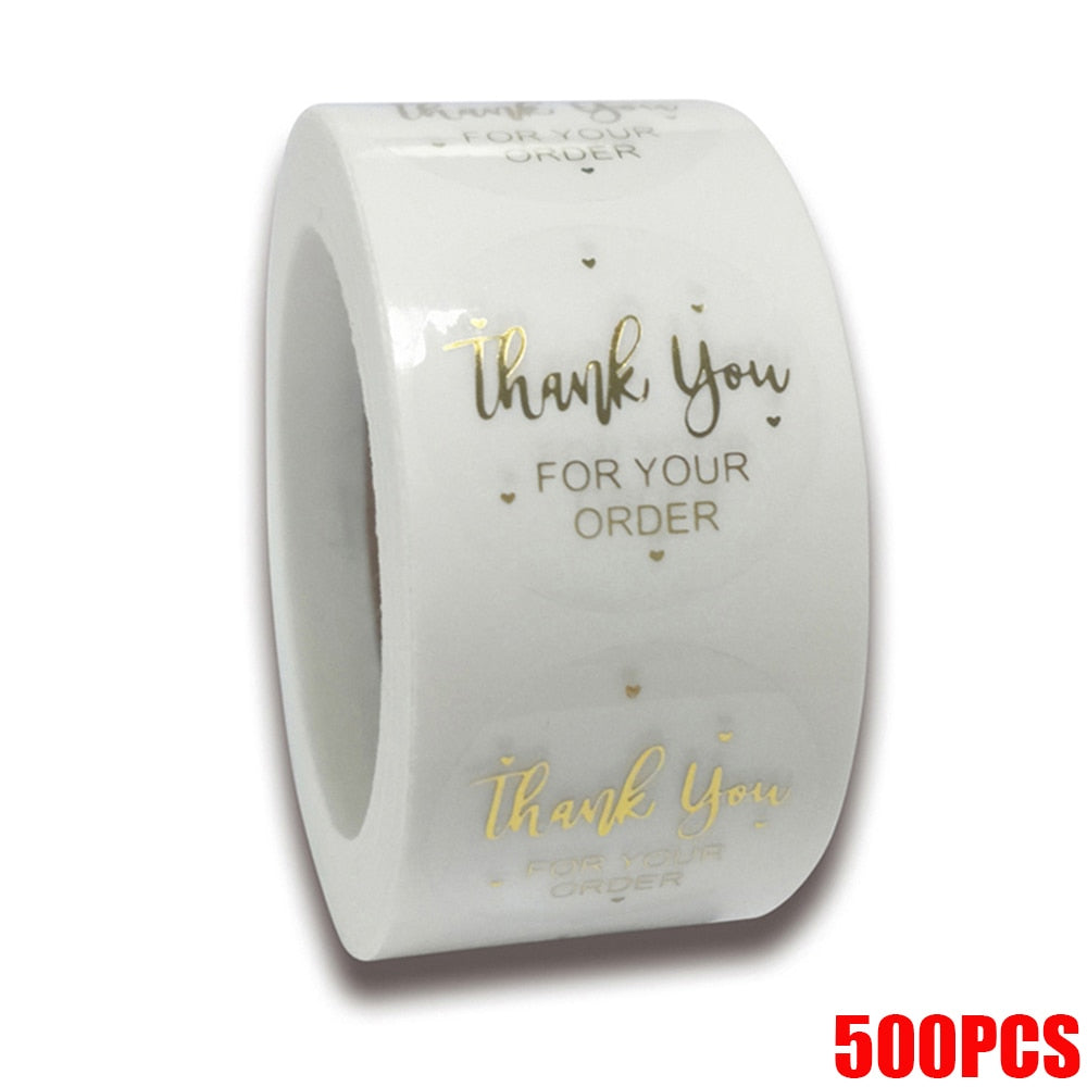 50-500pcs Labels 1inch Clear Gold Foil Thank You Stickers For Wedding Pretty Gift Cards Envelope Sealing Label Stickers