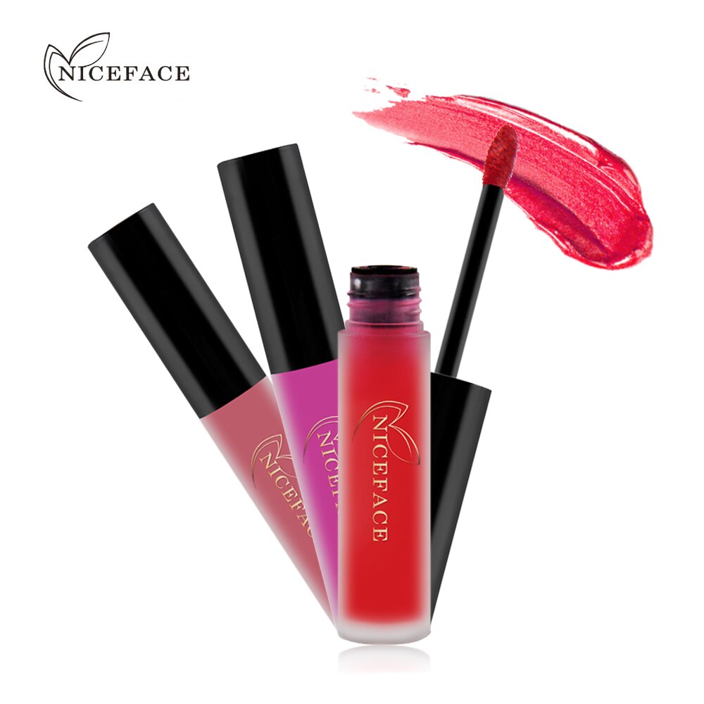 NICEFACE Lip Gloss Nude Matte Liquid Lipstick Long Lasting Lipgloss Waterproof Lip Glace Black Lipstick Lip Tint Free Shipping