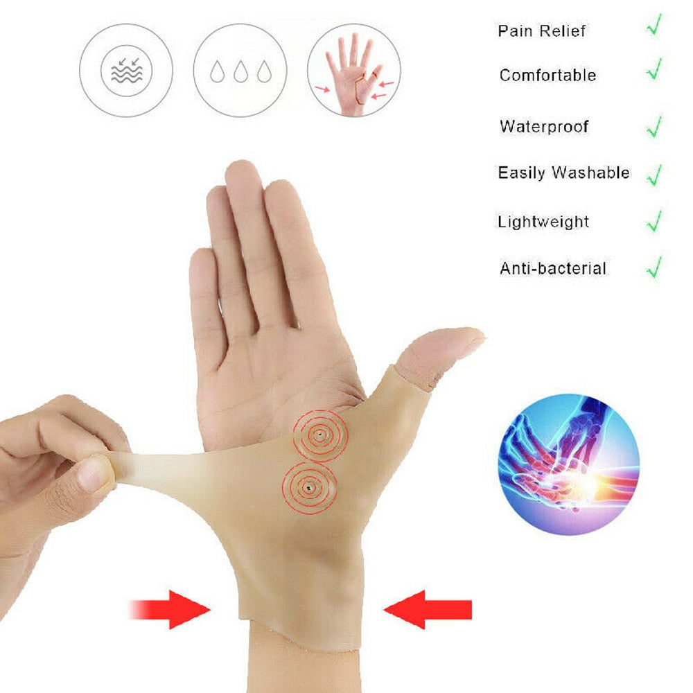 Tcare 1Pcs Magnetic Therapy Wrist Hand Thumb Support Gloves Silicone Gel Arthritis Pressure Corrector Massage Pain Relief Gloves