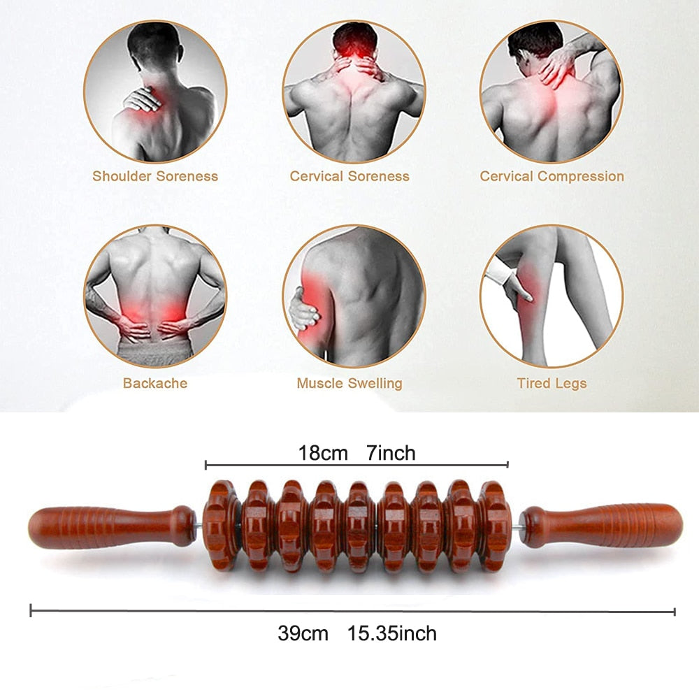 BYEPAIN Wooden Exercise Roller Sport Injury Gym Body Leg Trigger Point Muscle Roller Sticks Massager Health Care