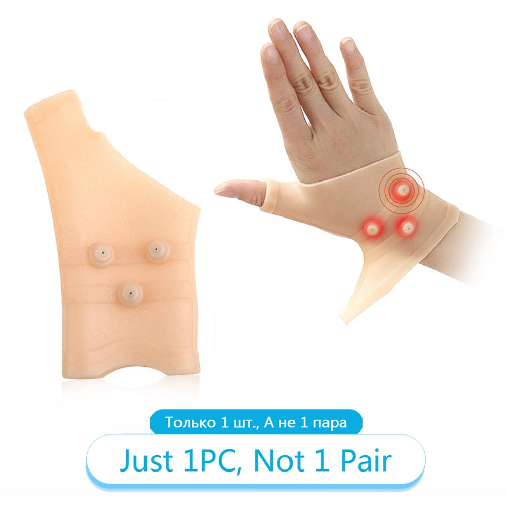 Tcare 1Pcs Magnetic Therapy Wrist Hand Thumb Support Gloves Silicone Gel Arthritis Pressure Corrector Massage Pain Relief Gloves