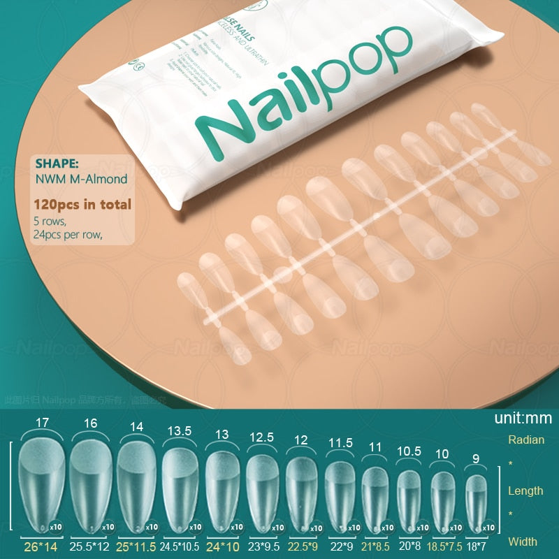 NAILPOP 120pcs False Nails Acrylic Press on Nails Coffin Artificial Nails Clear Fake Nail Tips for Extension Manicure Tool