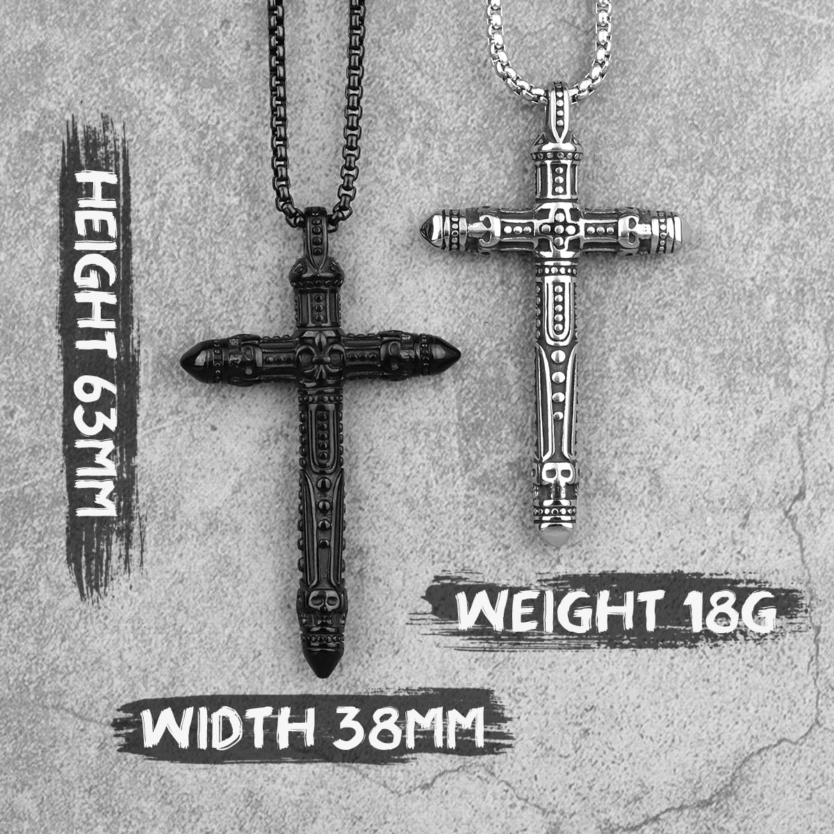 Stainless Steel Black Silver Color Cross Men Necklaces Pendants Chain Punk for Boyfriend Male Jewelry Creativity Gift Wholesale