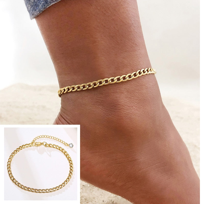 Snake Chain Anklet for Women Girls Adjustable Summer Beach Chain Anklet Bracelet Mother&#39;s Day Gifts Stainless Steel Not Allergic