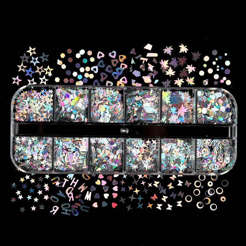 Holographic Glitter Letter Shape Resin Filling Sequins Paillette Jewelry Epoxy DIY Resin Mold Decoration Nail Art Glitter Flakes