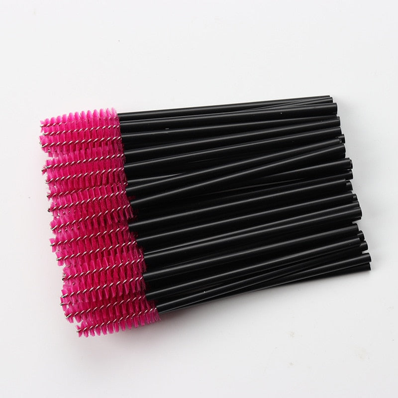 50pcs Eyelash Brushes Eyebrow Microbrush For Mascara Wand Soft Head Eyelashes Cosmetics Applicator Lash Extension Makeup Brushes