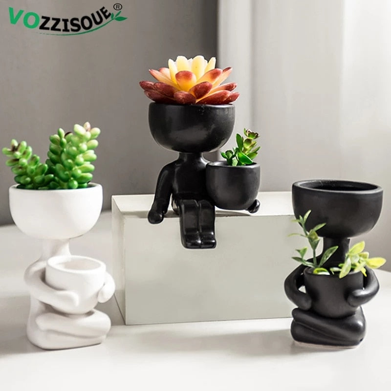 Creative Cute Imitation Humanoid Ceramic Vase Home Decoration