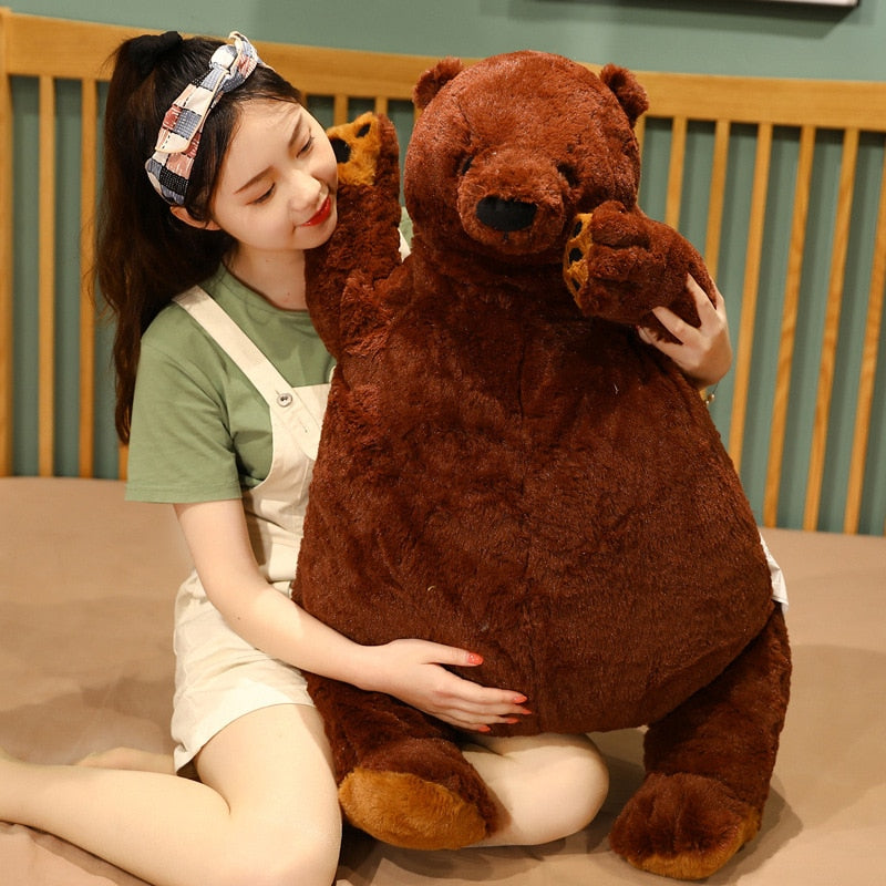 1pc 40-100cm Soft Teddy Bear Plush Toys Dark Brown Bear Super Big Hugging Pillow Stuffed Animal Cushion Children Birthday Gift