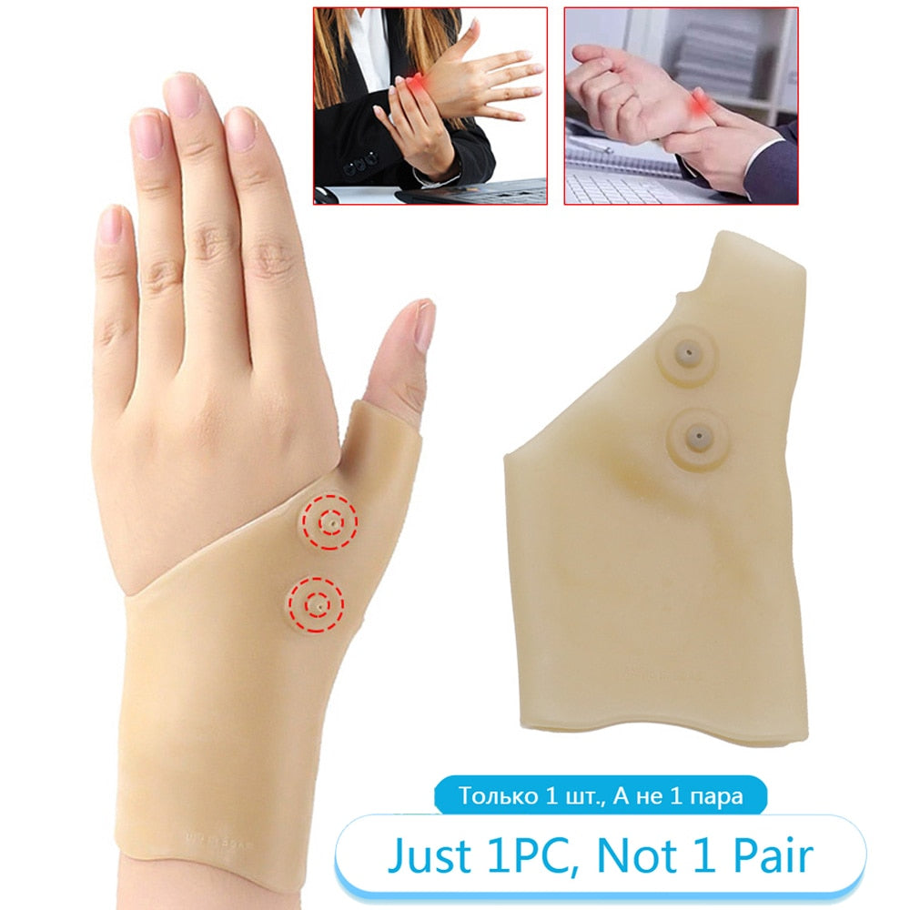 Tcare 1Pcs Magnetic Therapy Wrist Hand Thumb Support Gloves Silicone Gel Arthritis Pressure Corrector Massage Pain Relief Gloves