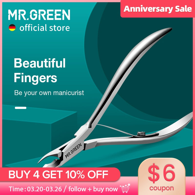 MR.GREEN Nail Cuticle Nipper Manicure Scissors Stainless Steel Tweezer Clipper Dead Skin Remover Scissor Pusher Tool Trimmer