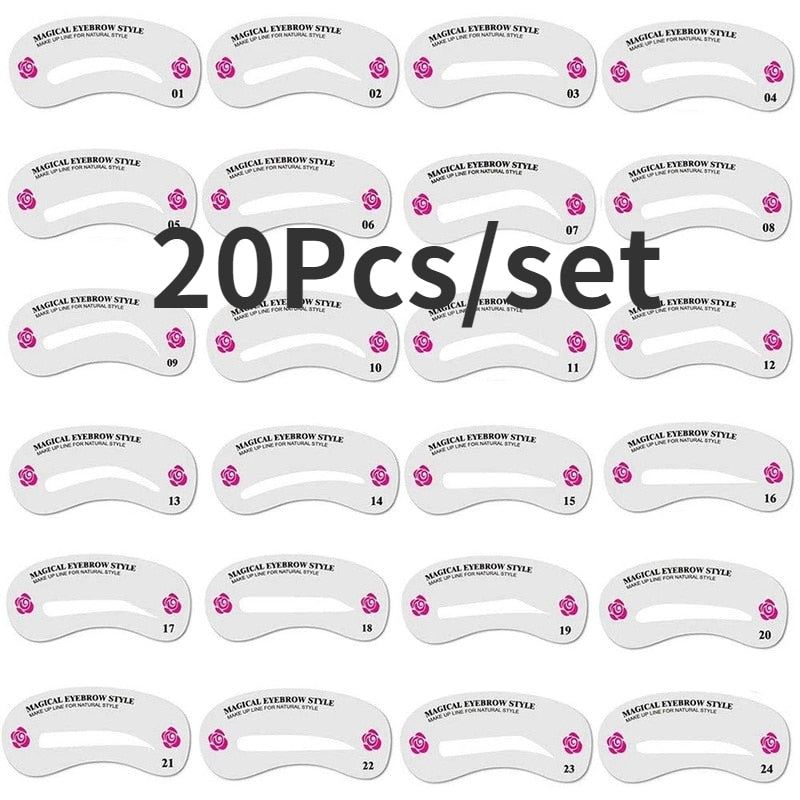 1 Set Reusable 8 In1 Eyebrow Shaping Template Helper Eyebrow Stencils Kit Grooming Card Eyebrow Defining Makeup Tools