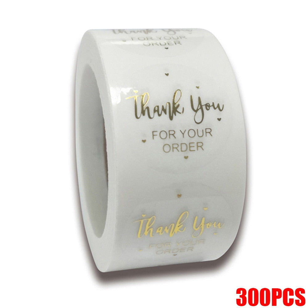 50-500pcs Labels 1inch Clear Gold Foil Thank You Stickers For Wedding Pretty Gift Cards Envelope Sealing Label Stickers