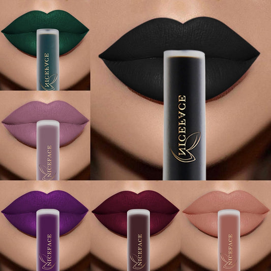 NICEFACE Lip Gloss Nude Matte Liquid Lipstick Long Lasting Lipgloss Waterproof Lip Glace Black Lipstick Lip Tint Free Shipping