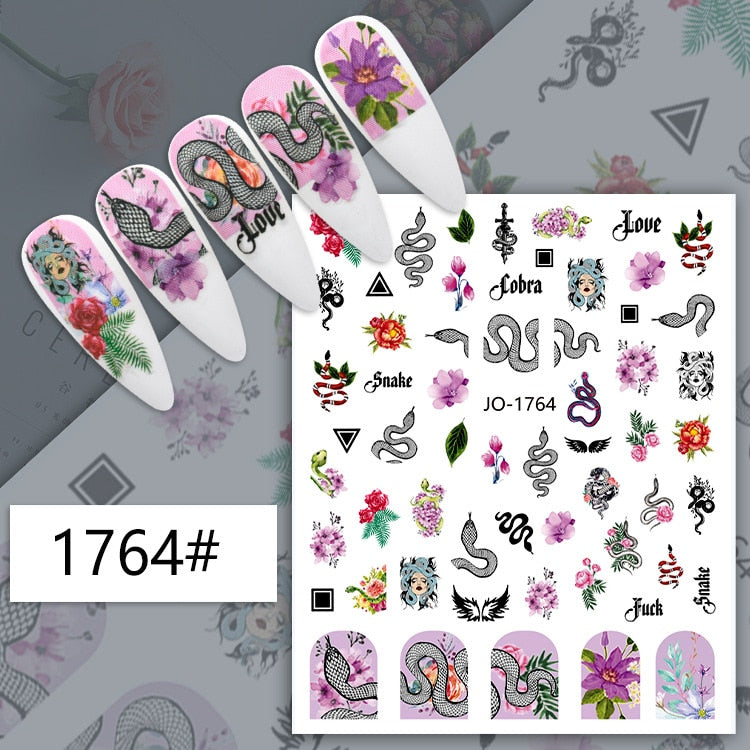 1PC Heart Love Design 3D Nail Sticker English Letter stickers Face Pattern Trasnfer Sliders Valentine&#39;s Day Nail Art Decoration