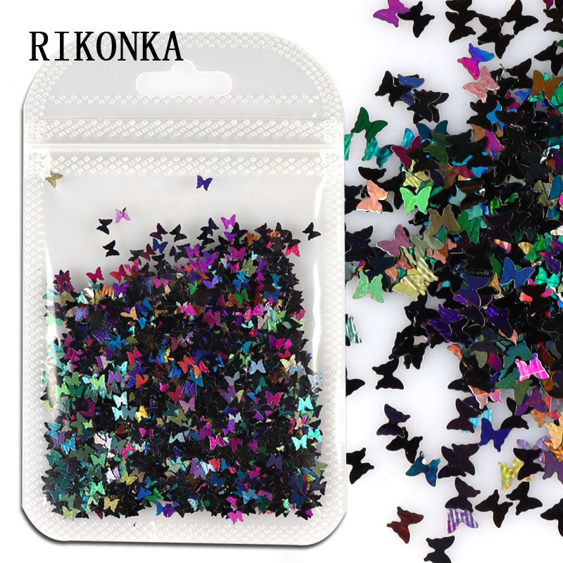 Holographic Red Butterfly Nail Art Glitter Sequins Decoration 3D Laser Sheet Manicure Charms Parts For Nail Design Accessories