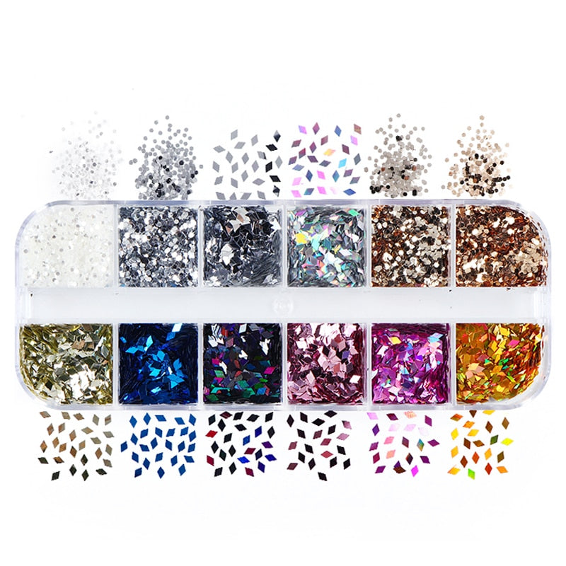 Holographic Glitter Letter Shape Resin Filling Sequins Paillette Jewelry Epoxy DIY Resin Mold Decoration Nail Art Glitter Flakes