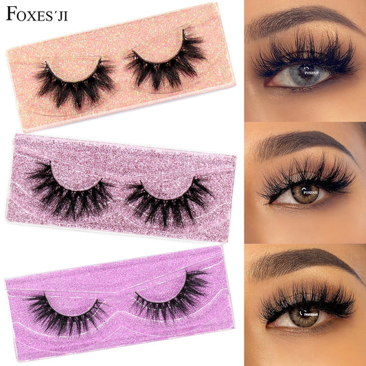 FOXESJI 3D Mink Lashes Makeup False Eyelashes Fluffy Thick Cross Cruelty free Natural Mink Eyelashes Eyelash Extension Lashes