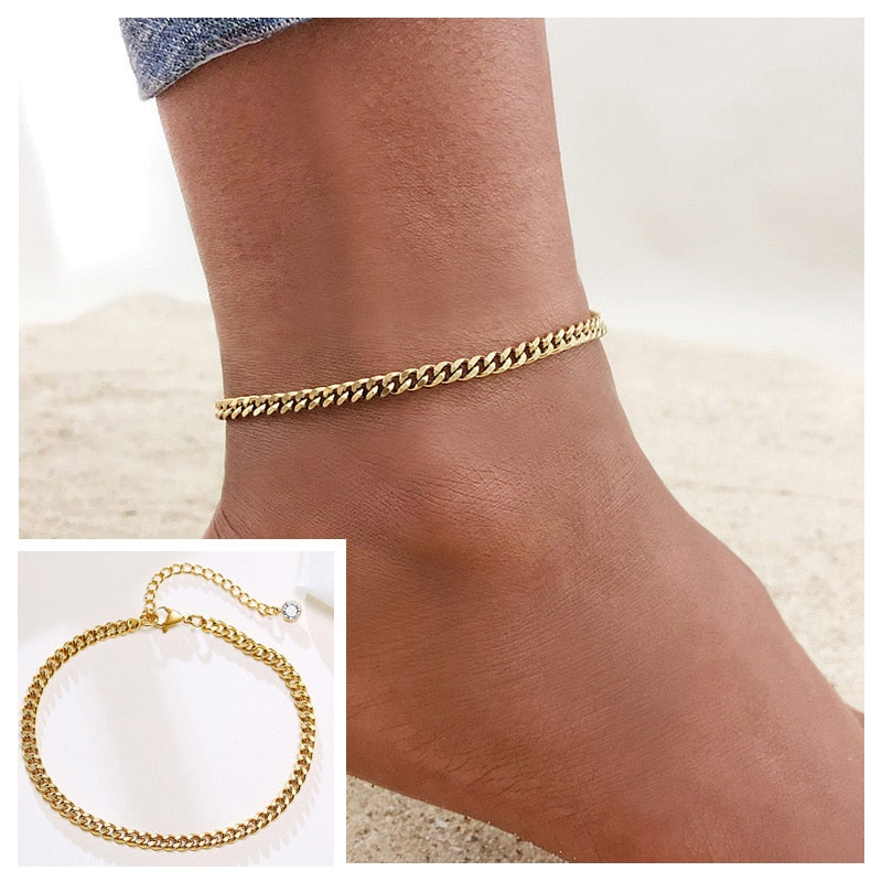 Snake Chain Anklet for Women Girls Adjustable Summer Beach Chain Anklet Bracelet Mother&#39;s Day Gifts Stainless Steel Not Allergic