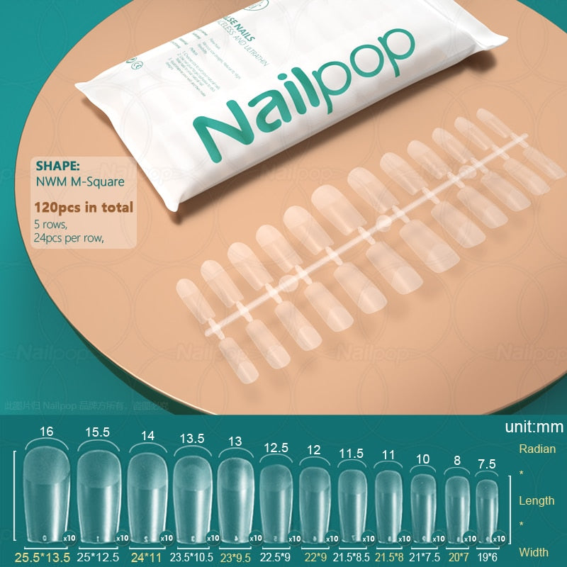 NAILPOP 120pcs False Nails Acrylic Press on Nails Coffin Artificial Nails Clear Fake Nail Tips for Extension Manicure Tool