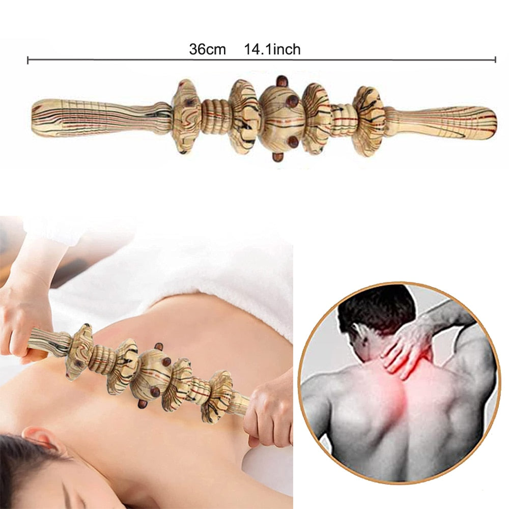 BYEPAIN Wooden Exercise Roller Sport Injury Gym Body Leg Trigger Point Muscle Roller Sticks Massager Health Care