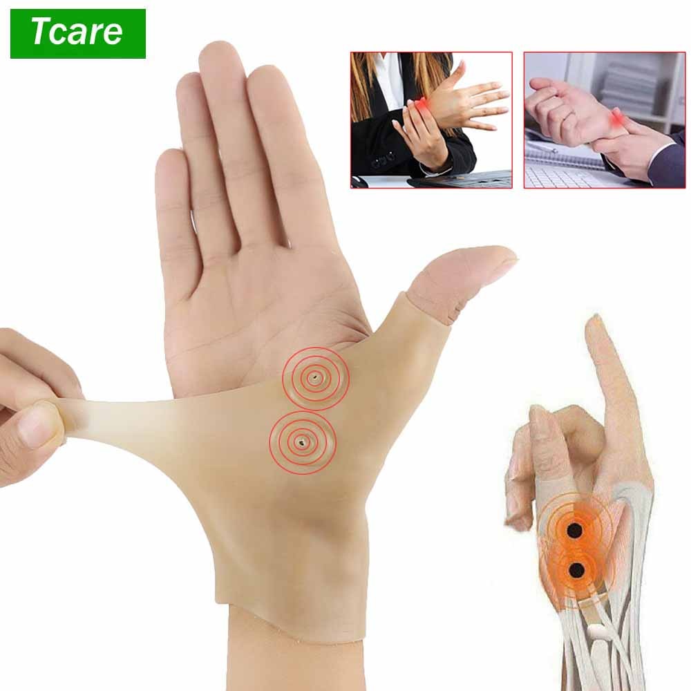 Tcare 1Pcs Magnetic Therapy Wrist Hand Thumb Support Gloves Silicone Gel Arthritis Pressure Corrector Massage Pain Relief Gloves