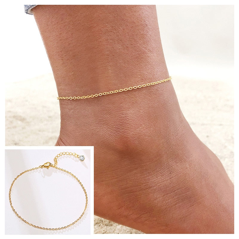 Snake Chain Anklet for Women Girls Adjustable Summer Beach Chain Anklet Bracelet Mother&#39;s Day Gifts Stainless Steel Not Allergic