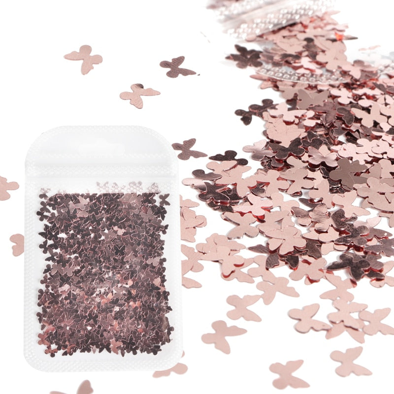 Holographic Red Butterfly Nail Art Glitter Sequins Decoration 3D Laser Sheet Manicure Charms Parts For Nail Design Accessories