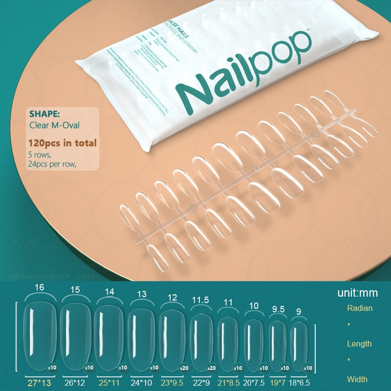 NAILPOP 120pcs False Nails Acrylic Press on Nails Coffin Artificial Nails Clear Fake Nail Tips for Extension Manicure Tool