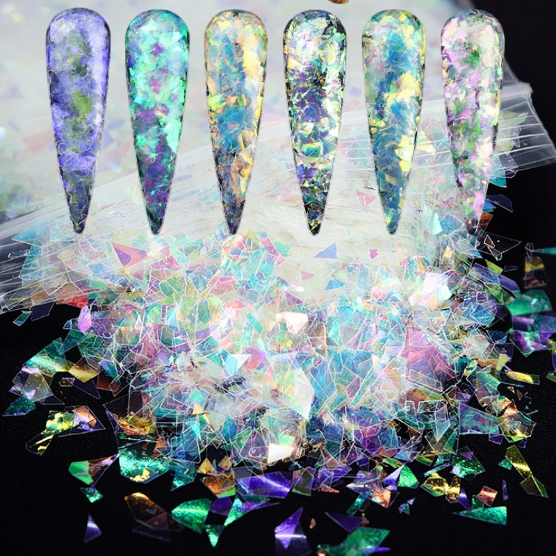 Holographic AB Nail Glitter Flake Sparkly Sequins Irregular Paillette DIY Gel Polish Manicure Nail Art Decorations Accessories